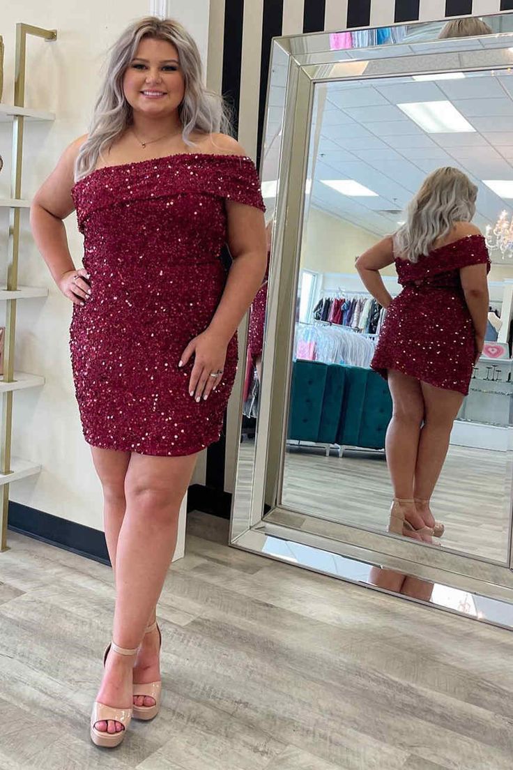 Off the Shoulder Burgundy Tight Homecoming Dress       S3179