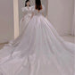 V-neck Puff Sleeves Newest Wedding Dresses, Luxury A-line Bridal Gowns      S3556