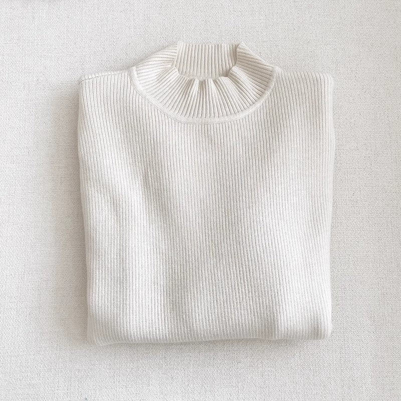 Solid color simple long-sleeved knitted sweater    S4686