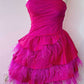 Strapless Satin A-line Multi-Layers Homecoming Dress with Feathers      S3086