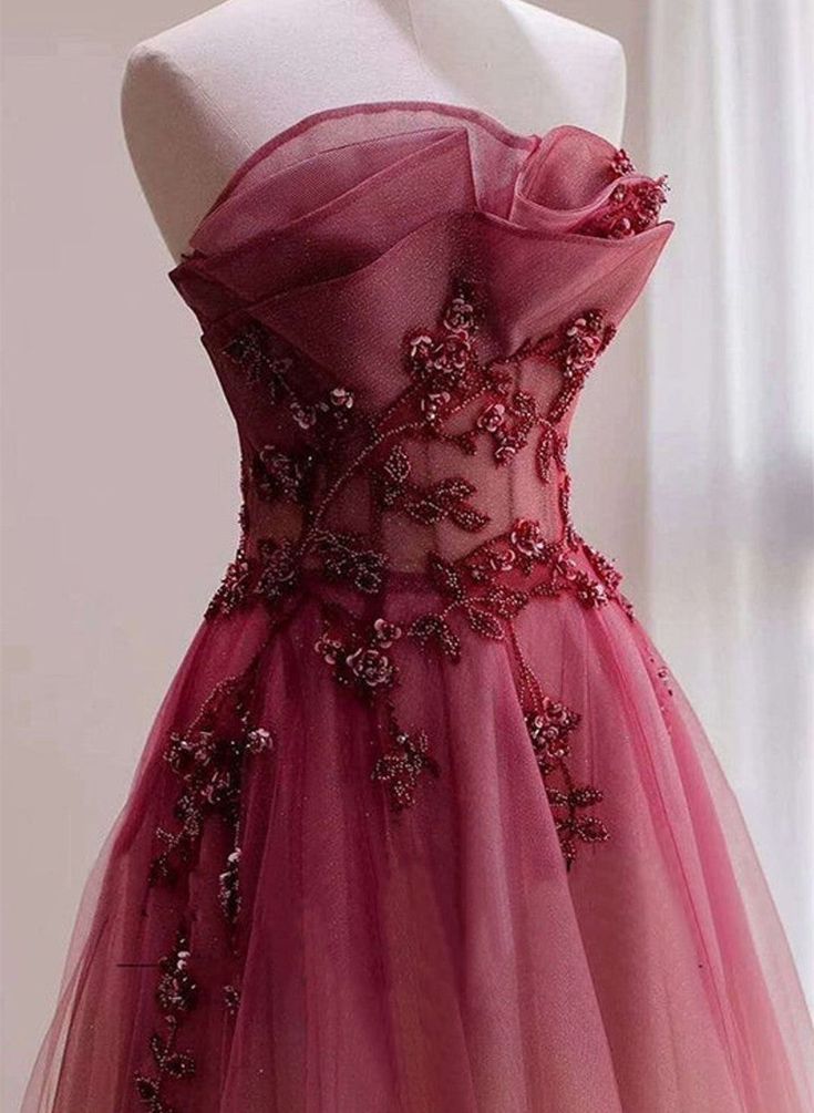 Gradient Tulle Long Party Dress, A-line Elegant Lace-up Prom Dress       S3768