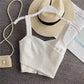 Summer white wide shoulder strap short cross tube top crop top sleeveless    S4203