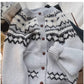 Vintage-style round-neck sweater jacket for women jacquard long-sleeved knitted cardigan        S4796