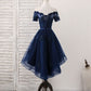 Dark Blue Tulle Lace Short Prom Dress, Dark Blue Homecoming Dress      S2966