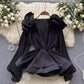 fashion new design ruffle pleated V-neck pullover shirt for women     S4612