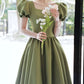 Simple Green Satin Short Prom Dress, Green Satin Bridesmaid Dress     S3299