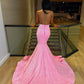 Pink Sequins V-Neck Beading Mermaid Prom Dress          S3746