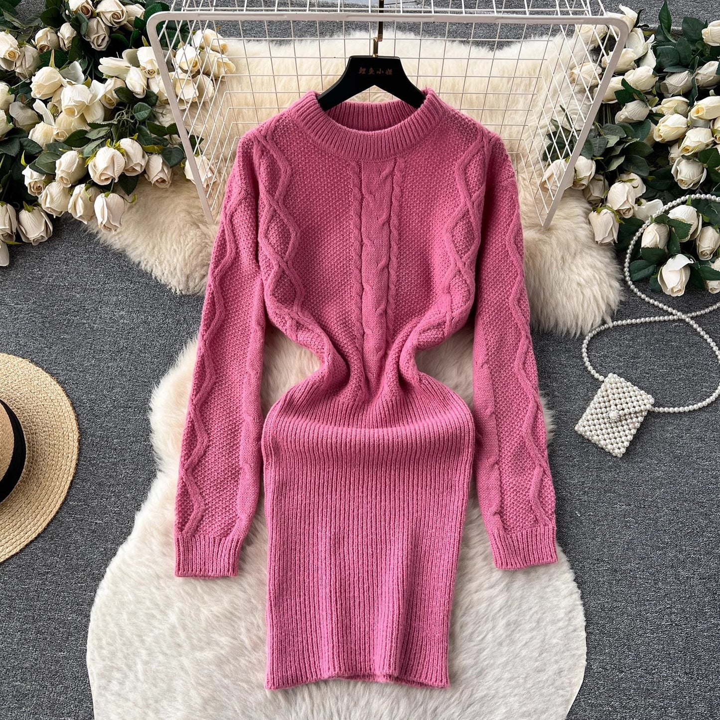 Pure dress for women new style knitted long-sleeved sexy skirt       S4491