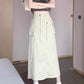workwear skirt for women summer new mid-length high-waist drawstring a-line long skirt    S3416