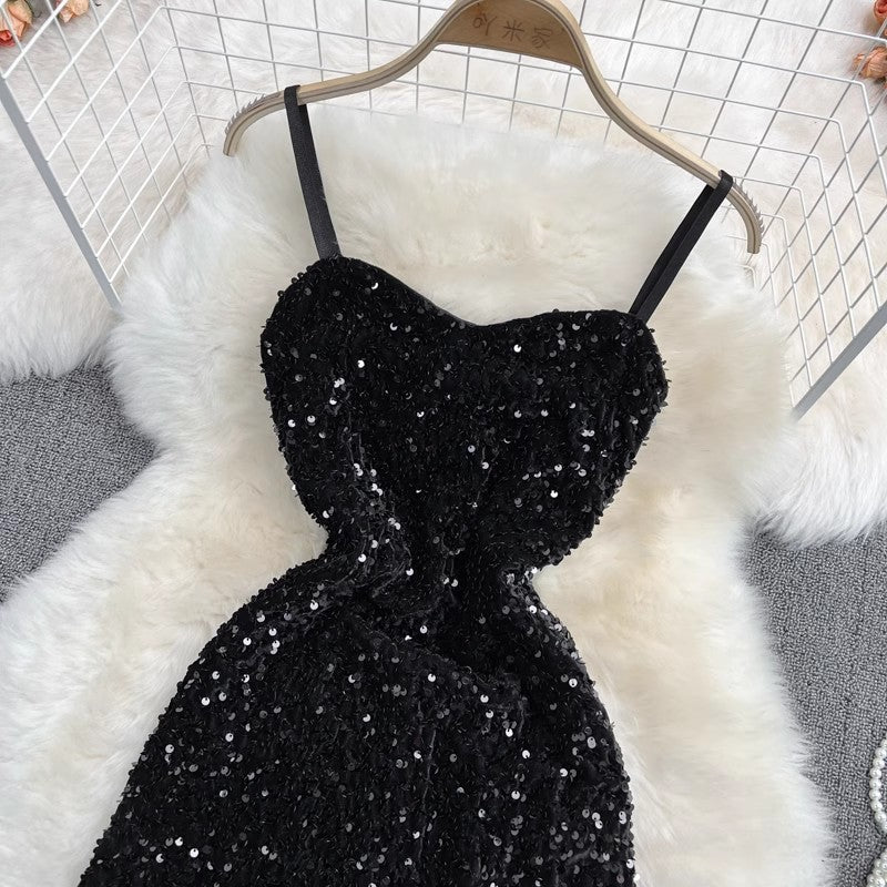 fashion mid-length sequined suit jacket two-piece sexy dress    S4022