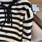 Pink striped sweater jacket for women      S4823