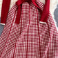 long-sleeved plaid A-line knitted dress     S3974