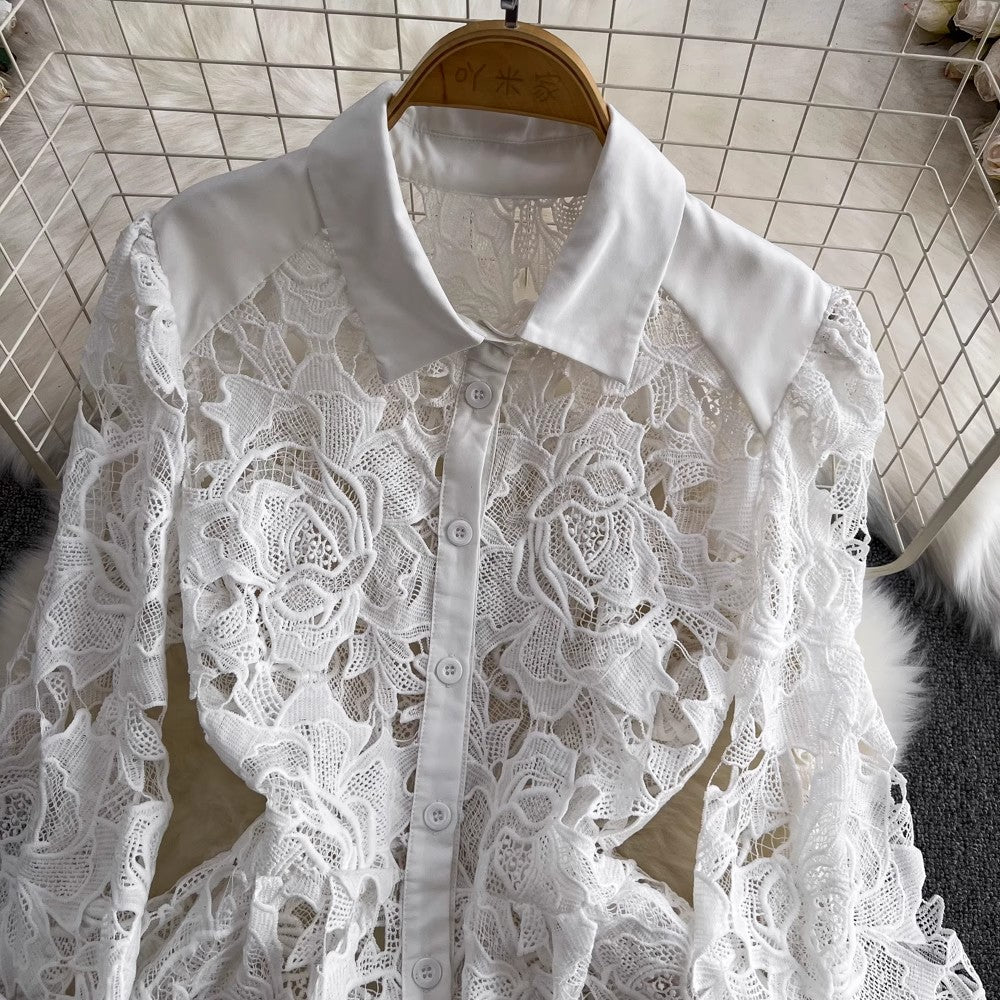 lace dress shirt dress for women     S3902