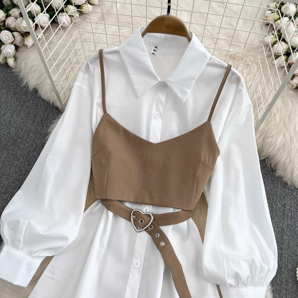 white shirt dress two-piece set       S4068