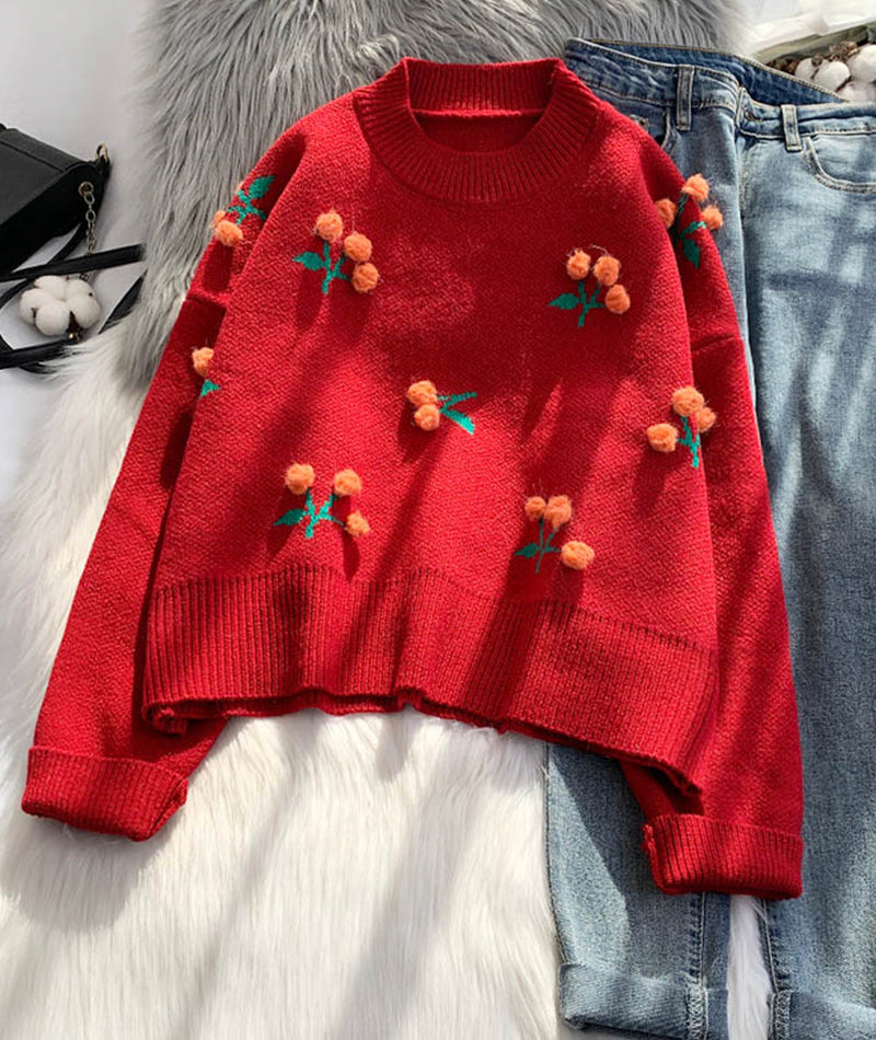 Sweet Cherry Sweater Long Sleeve Sweater       S4367