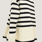 White Roll Neck Striped Ribbed Pullover Sweater     S2825