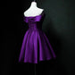 Cute Short Sweetheart Satin Off Shoulder Purple Short Prom Dresses       S2968