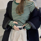 Striped long-sleeved t-shirt women's top       S3420