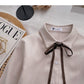 Collegiate lace up Lapel shirt casual long sleeve top     S2535