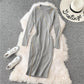 Round Neck Knitted Dress Women's Mid-Length Sweater Skirt Zipper Slit     S3911