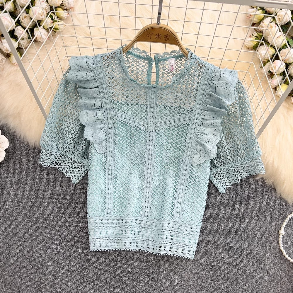 New Style Ruffle Short Lace Shirt       S3901