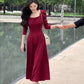 Red Dress Women's Square Neck Mid-Long  Skirt    S3467
