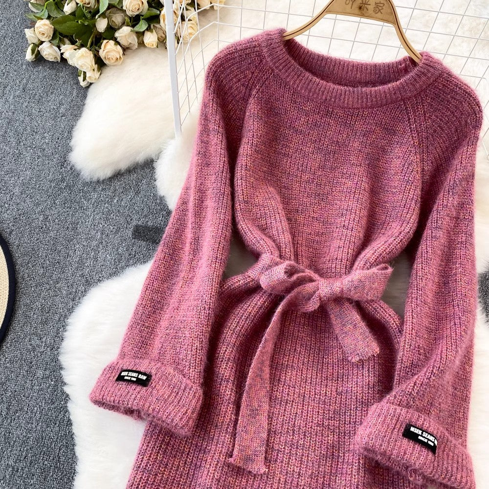 sweater skirt women's A-line knitted dress    S4087