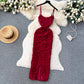 Sexy suspender dress women's pleated hot girl long skirt    S4555
