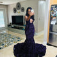 Sexy Mermaid Style Real Sample Cut Out Sparkly Purple Sequined Black Girls Elegant Long Prom Dresses           S3869