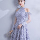 Gray Lace Short Prom Dress, Gray Lace Homecoming Dress       S2962