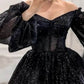 Short Sparkly Puffy Sleeve Dress Homecoming Dress      S2843