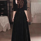 Black evening dress, velvet long style    S3470