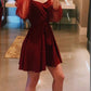 Cute Burgundy A Line Short Prom Dress, Evening Dress      S3107