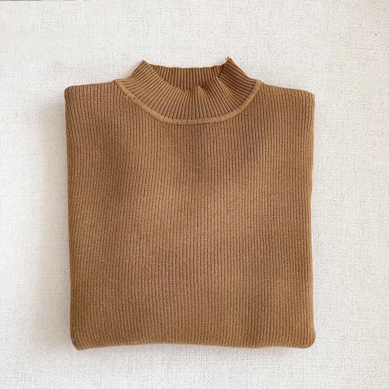 Solid color simple long-sleeved knitted sweater    S4686