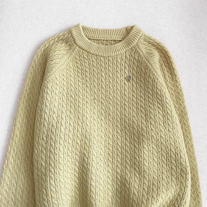 round neck sweater casual solid color sweater top    S4695