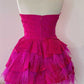 Strapless Satin A-line Multi-Layers Homecoming Dress with Feathers      S3086
