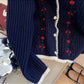 embroidered round neck knitted cardigan for women  long-sleeved sweater jacket    S4828
