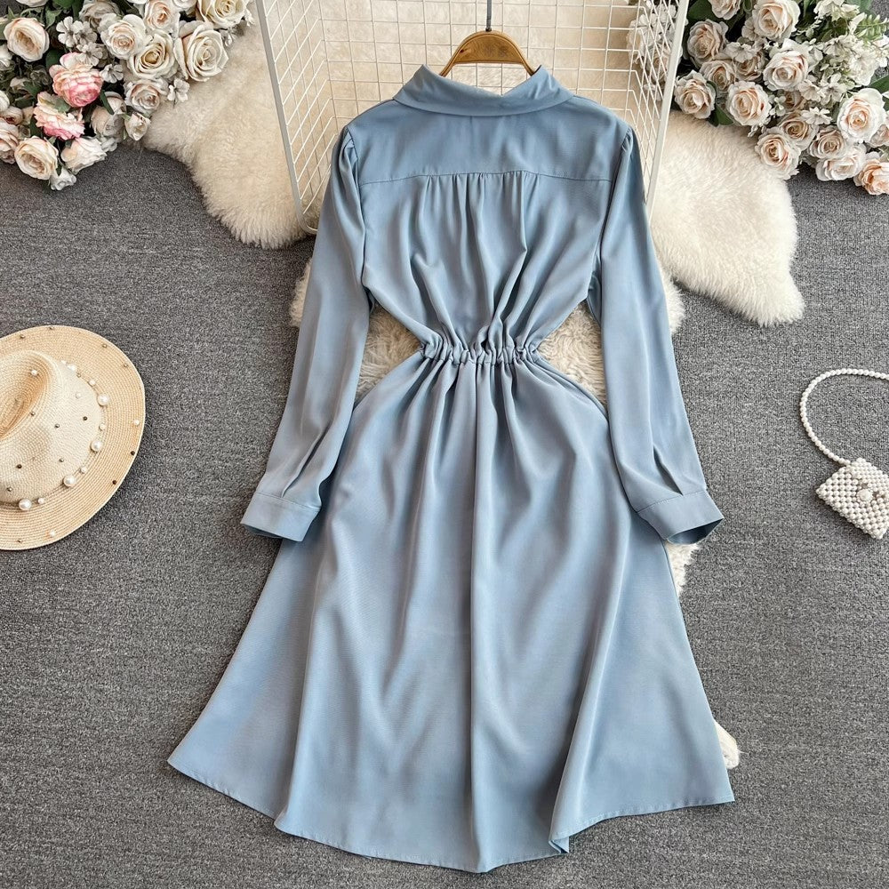 puff long-sleeved mid-length A-line dress      S4025