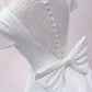 Fashion  Save white v neck satin lace short prom dress, white homecoming dress       S2969