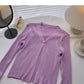 Candy V-neck one button cardigan versatile long sleeve short top      S2528