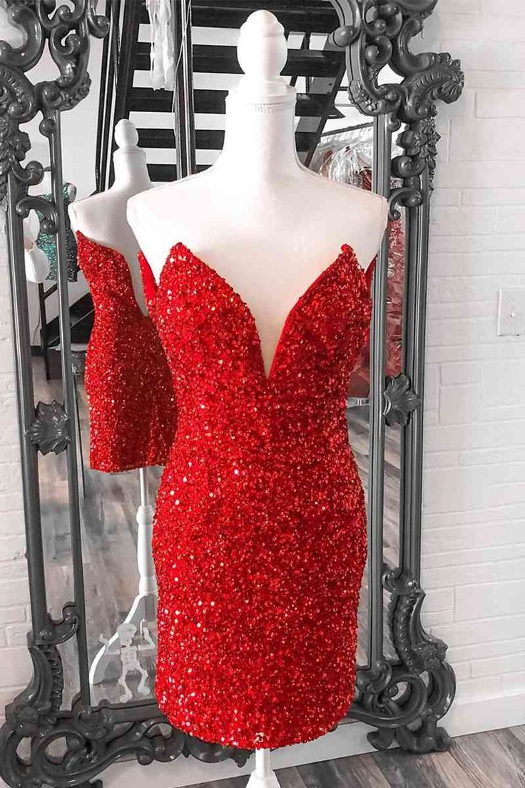 Tight Strapless Sequins Short Party Dress      S3151