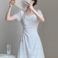 white square neck dress for women beautiful long dress      S3455