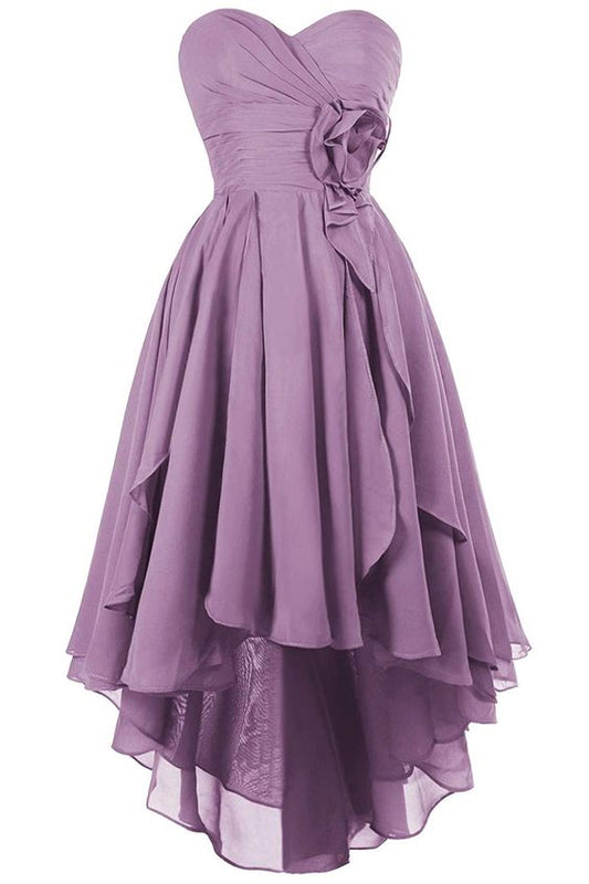 High Low Bridesmaid Dress Chiffon Ruffles Party Prom Homecoming Dresses      S2873