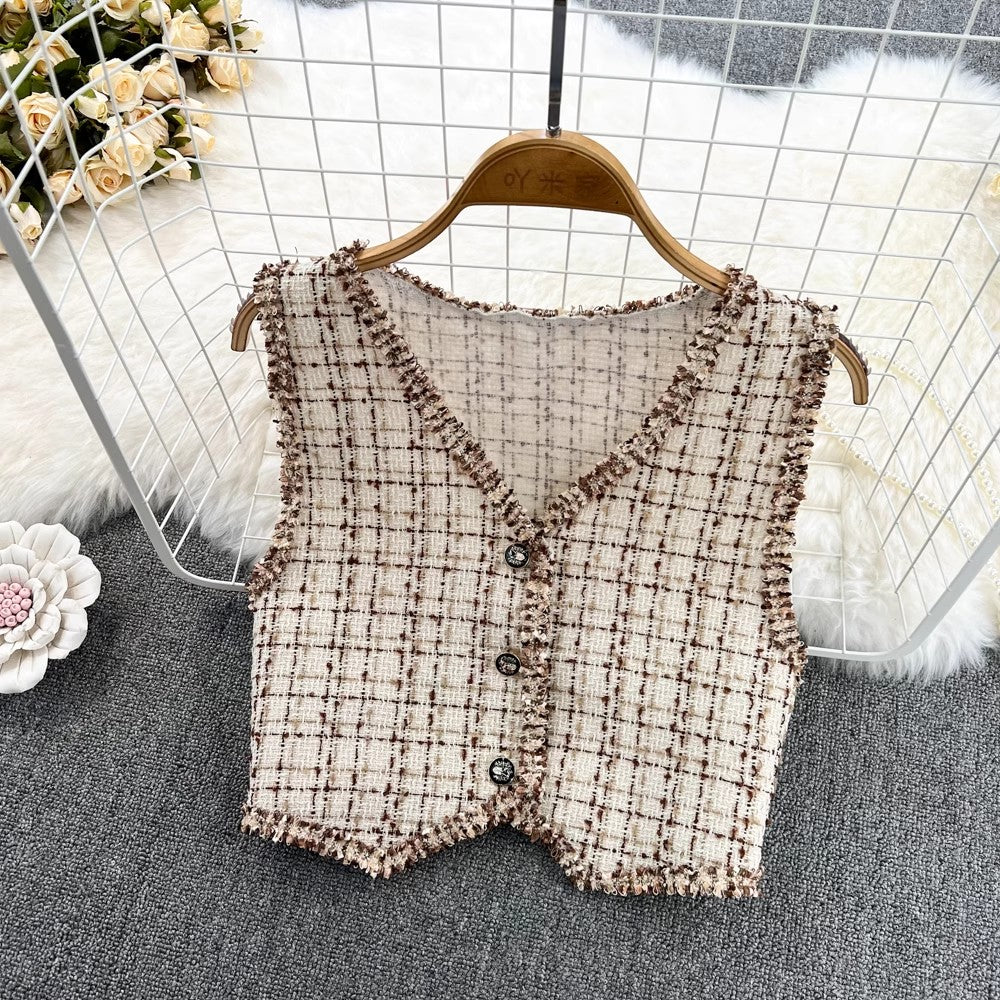 vest for women short vest V-neck jacket top       S4227