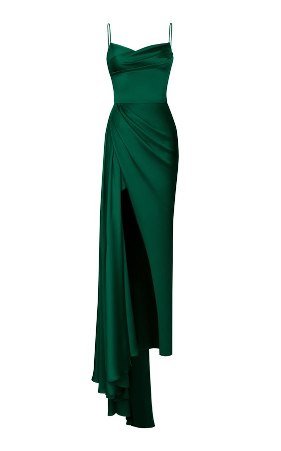 Green Sheath Prom Dresses With Slits          S3788