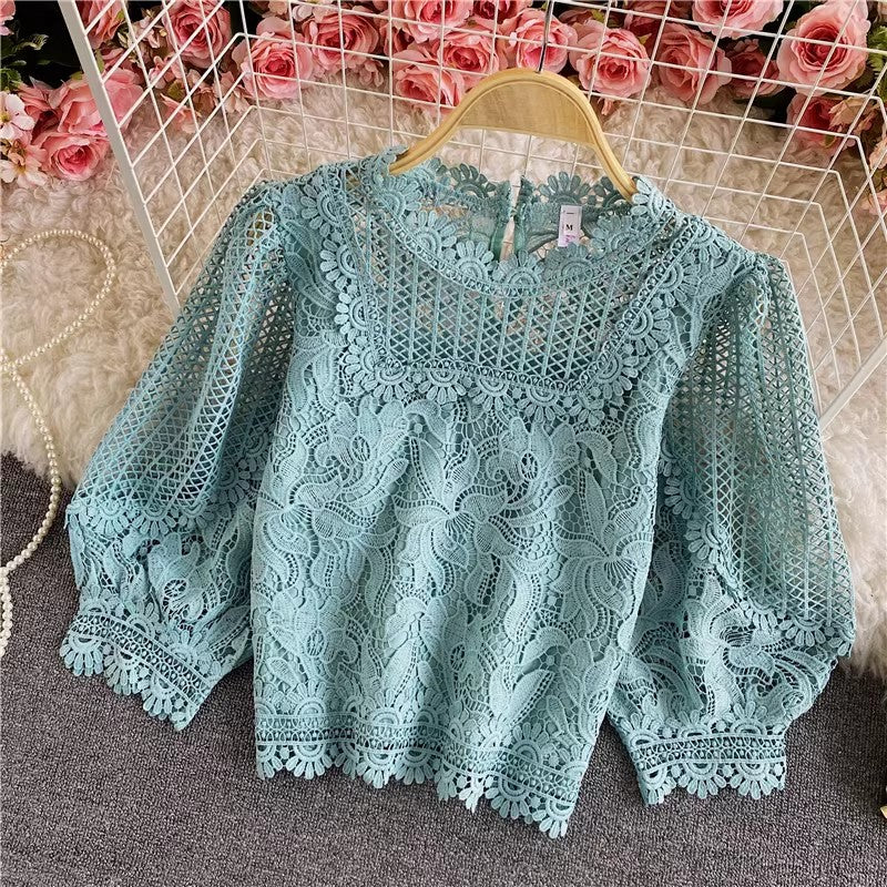 Retro short lace shirt     S3910