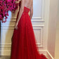Charming Red Tulle Long Evening Dress Sweetheart Sleeveless Formal Prom Dress       S3792