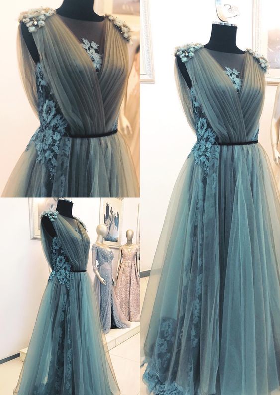 A line Tulle Long Prom Dress New Arrive Evening Gown       S3849