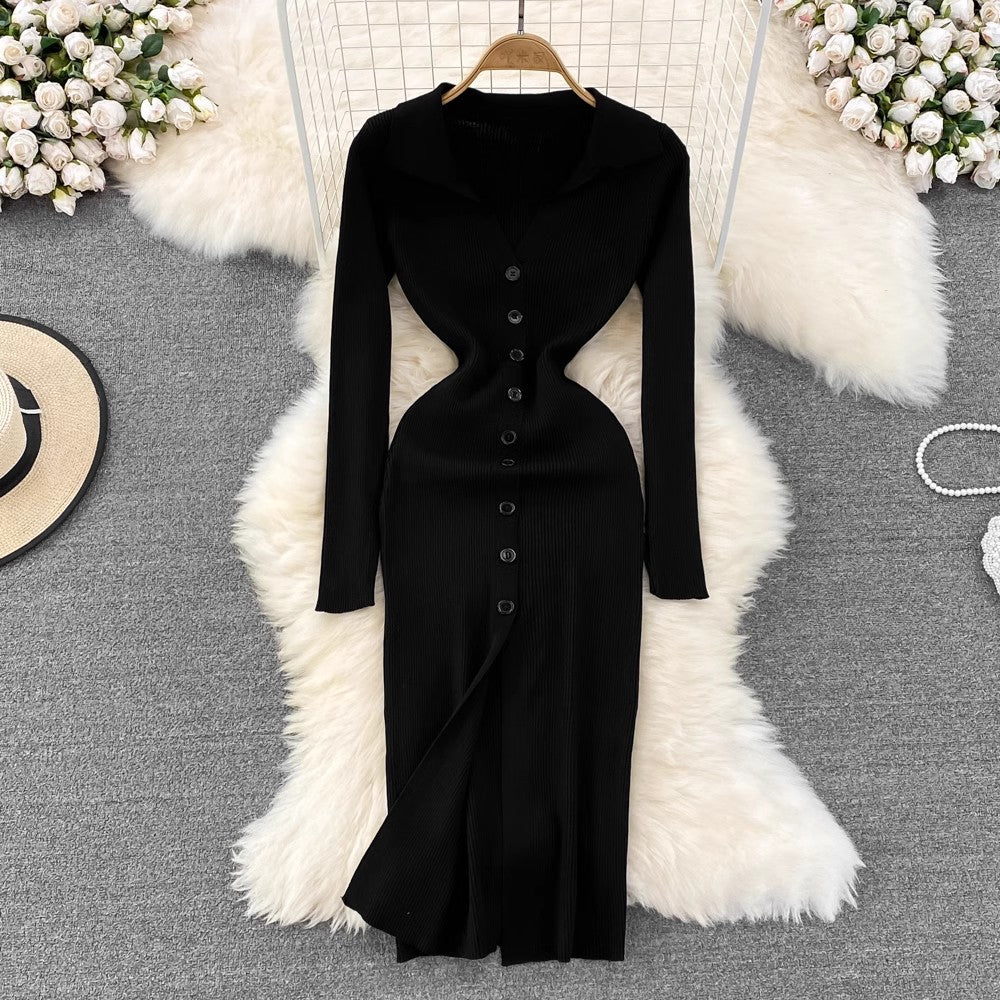 Long Sleeve Knitted Dress      S4257