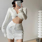 hot girls knitted short cardigan sweater skirt two-piece set     S3395